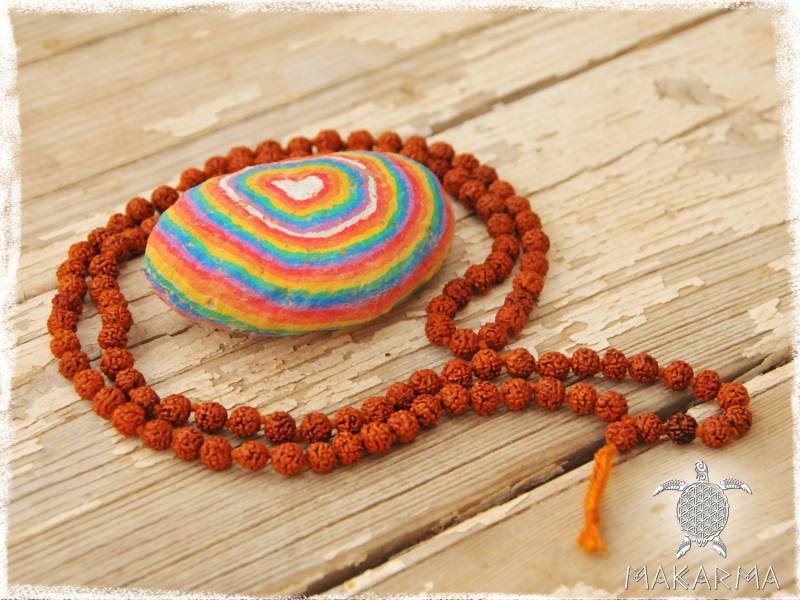 Rudraksha Halskette 6mm Holz Mala Indien Perlen Frauen Männer Gebetskette Meditation Yoga Schmuck Natur Handgemacht von MAKARMAjewelry