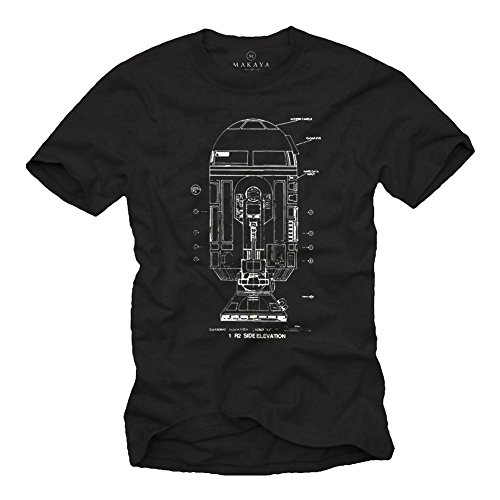 Android T-Shirt R2 schwarz Größe XL von MAKAYA