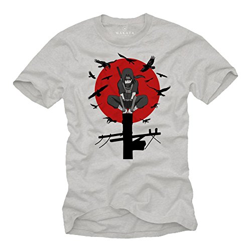 Anime T-Shirt Herren - Itachi Shinden - Naruto Nerd Geschenke Grau M von MAKAYA