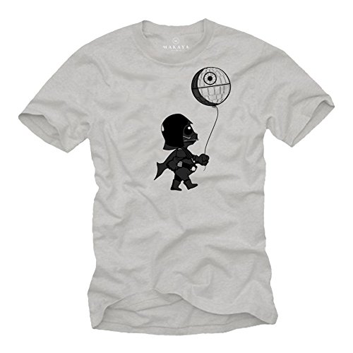 Baby Darth Vader T-Shirt mit Todesstern - Herren grau S von MAKAYA