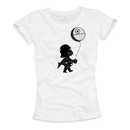 Baby Darth Vader mit Todesstern - Lustige T-Shirts Damen weiß L von MAKAYA