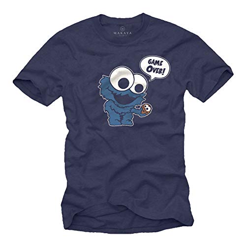 Baby Monster mit Kekse - T-Shirt Game Over Blau Größe XXXL von MAKAYA