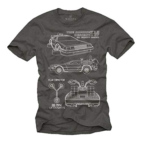 Back to The Future - Deloran T-Shirt Herren - Zurück in die Zukunft DMC-12 Grau XXL von MAKAYA