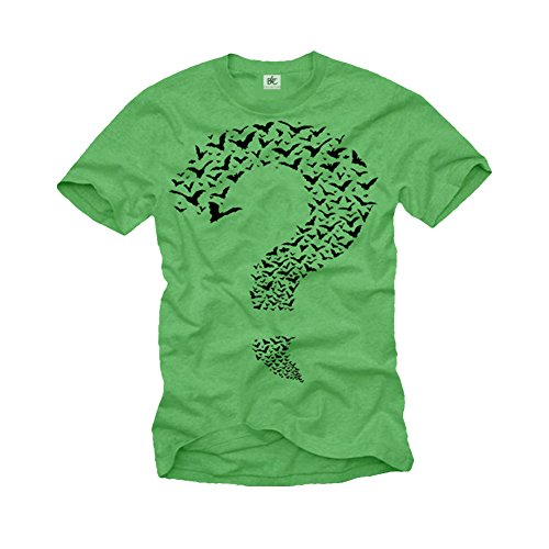 Lustige Tshirts Geschenke Thoery T-Shirt für Männer Riddler - Fragezeichen grün Größe L von MAKAYA