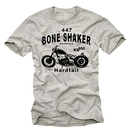 Biker T-Shirt für Herren Bobber XS 650 Motorrad grau Größe L von MAKAYA