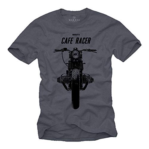 Cafe Racer T-Shirt Boxer Twin Motorrad Graublau Herren Größe XL von MAKAYA