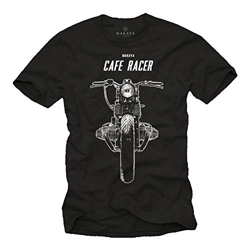 Cafe Racer T-Shirt Boxer Twin Motorrad Schwarz Herren Größe XXXXL von MAKAYA