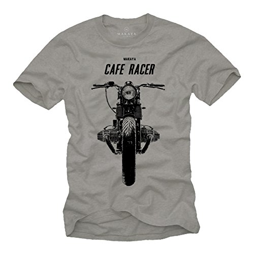 Cafe Racer T-Shirt Boxer Twin Motorrad grau Herren Größe M von MAKAYA