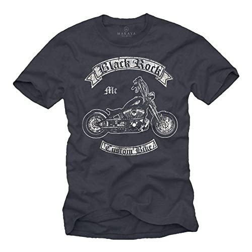 Coole Biker T-Shirts mit Aufdruck Custom Bike Blaugrau Männer XL von MAKAYA