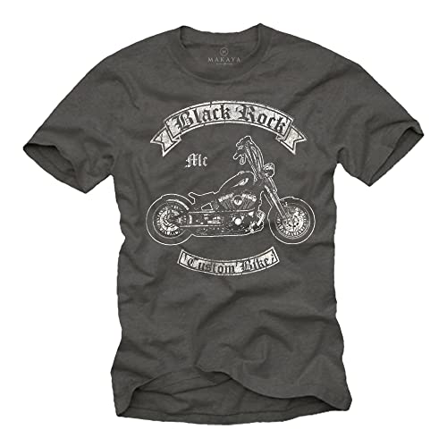 Coole Biker T-Shirts mit Aufdruck Custom Bike Grau Männer XL von MAKAYA