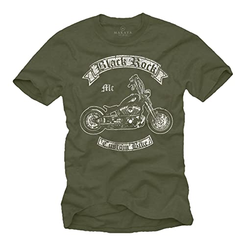 Coole Biker T-Shirts mit Aufdruck Custom Bike Grün Männer XXXL von MAKAYA