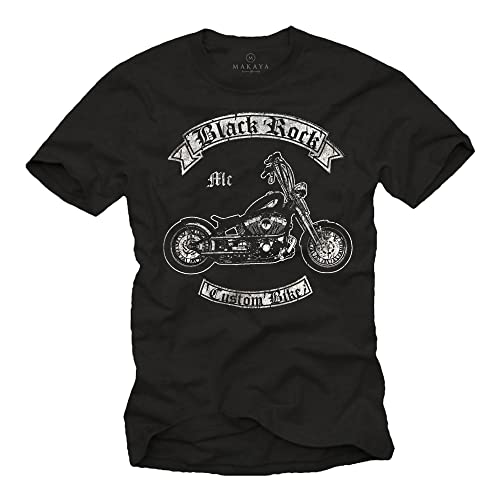 Coole Biker T-Shirts mit Aufdruck Custom Bike schwarz Männer S von MAKAYA