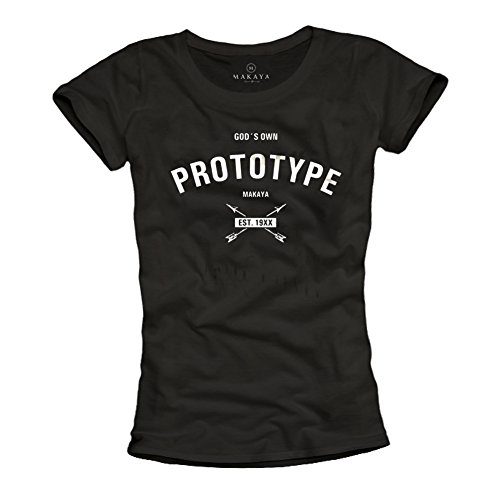 Coole Sprüche Shirts für Damen - Gods own Prototype - schwarz Größe M von MAKAYA