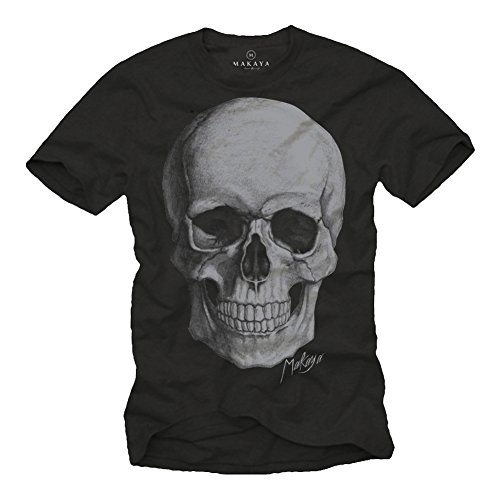 Cooles Biker T-Shirt Skull Totenkopf schwarz für Herren Größe XXXXXL von MAKAYA