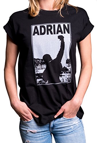 Cooles Damen T-Shirt mit Aufdruck Kurzarm - Rocky - Rundhals Top Übergröße locker & lässig geschnitten schwarz M von MAKAYA