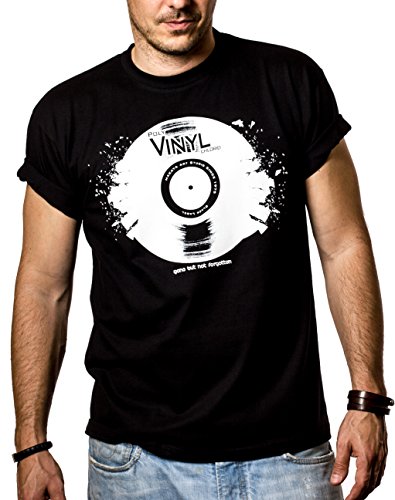 Cooles Dj T-Shirt mit Vinyl Schallplatte schwarz Größe XXXXXL von MAKAYA