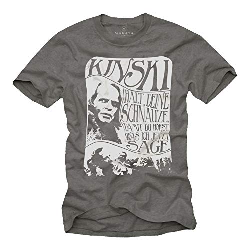 Cooles Fun T-Shirt mit Spruch - Klaus Kinski - Grau Größe XXL von MAKAYA