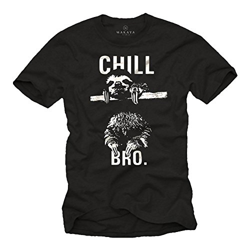 Cooles Hipster T-Shirt mit Faultier für Herren CHILL BRO. schwarz Größe S von MAKAYA