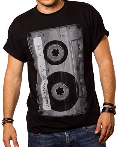 Cooles Musik T-Shirt mit Motiv Tape Kassette schwarz Männer L von MAKAYA