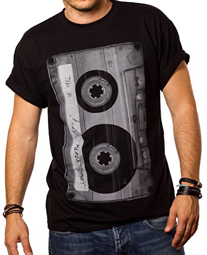 Cooles Musik T-Shirt mit Motiv Tape Kassette schwarz Männer XXXL von MAKAYA