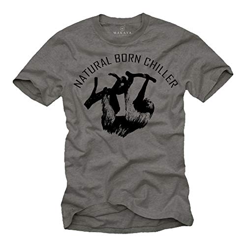 Cooles T-Shirt für Männer Natural Born Chiller Aufdruck schwarz Größe M von MAKAYA