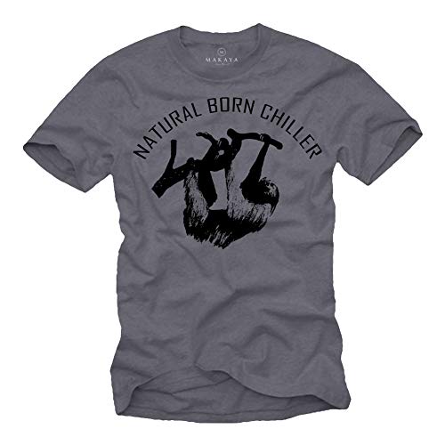 Cooles T-Shirt für Männer Natural Born Chiller Aufdruck schwarz Größe XXXL von MAKAYA