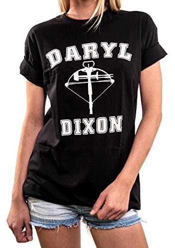 Daryl Dixon Top mit Aufdruck große Größen schwarz - Walking Dead Oversize Damen Shirt übergrößen Damenmode L von MAKAYA