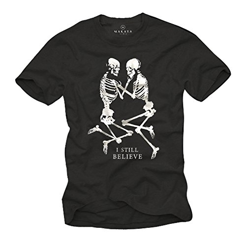 Eternal Love T-Shirt Gothic Skull I STILL Believe Totenkopf schwarz Herren Größe XXL von MAKAYA