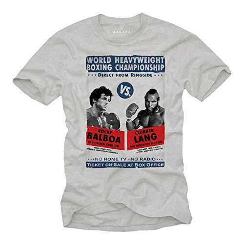 Gym T-Shirt Männer - Rocky vs. Lang - Italian Stallion grau XXL von MAKAYA