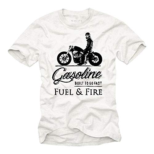 Geschenke für Motorradfahrer - Davidson Umbau Motorrad T-Shirt für Motorradfans Weiß L von MAKAYA