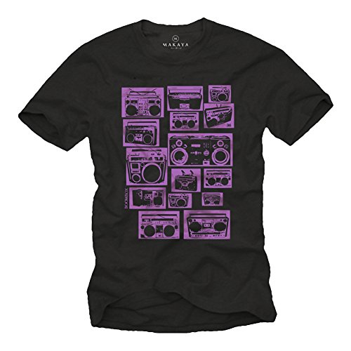 Hip Hop T-Shirt für Jungs Musik Geschenke schwarz Größe L von MAKAYA