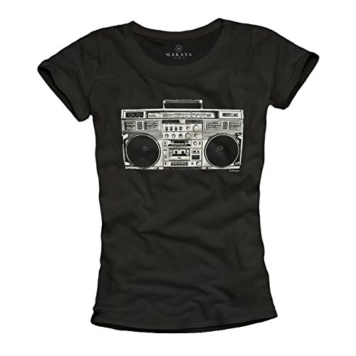 Hip Hop T-Shirt - für Mädchen Coole Musik Geschenke schwarz Größe S von MAKAYA