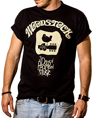 Hippie T-Shirt für Herren Woodstock schwarz Größe M von MAKAYA