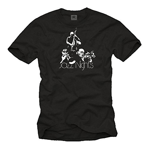 Klassik Band T-Shirt für Herren Jazz Nights schwarz Größe L von MAKAYA