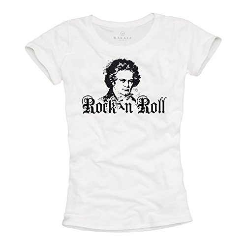 Ludwig Van Beethoven T-Shirt für Damen Rock´N ROLL weiß Größe L von MAKAYA