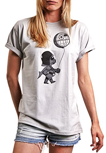 Lustige Damen Shirts mit Aufdruck - Baby Vader mit Death Star - Rundhals Top locker geschnitten Wars große Größen L von MAKAYA