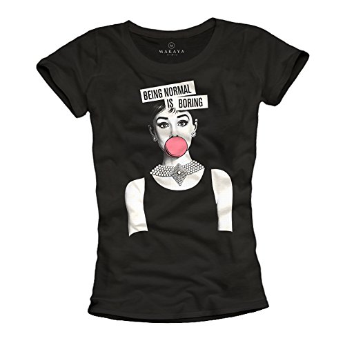 Lustige T-Shirts Damen - Being Normal is Boring - Audrey Hepburn Top schwarz M von MAKAYA