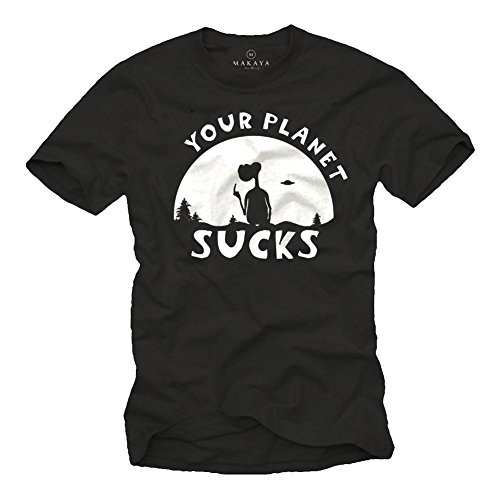 Lustige T-Shirts mit Aufdruck Your Planet Sucks schwarz Herren XXXL von MAKAYA