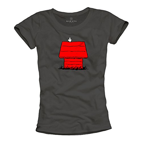 Lustiges Hunde T-Shirt für Damen - Snoop Dog - grau Größe M von MAKAYA