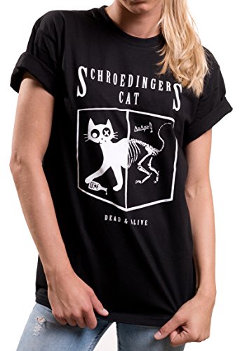 Lustiges Kaztenshirt für Frauen - Schrödingers Cat - Oversize Shirt locker lässig Lustige Tshirts Geschenke Theory große Größe L von MAKAYA