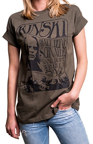 Lustiges T-Shirt Damen mit Aufdruck und Spruch - Kinski Schnauze - Longshirt Bedruckt Oversize grün XXL von MAKAYA