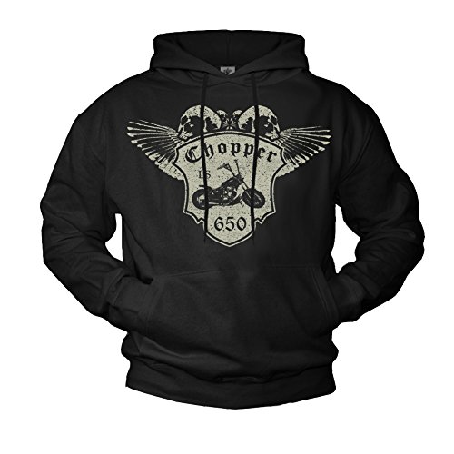 Biker Pullover mit Kapuze Chopper LS 650 Kapuzenpullover schwarz Größe XXXL von MAKAYA