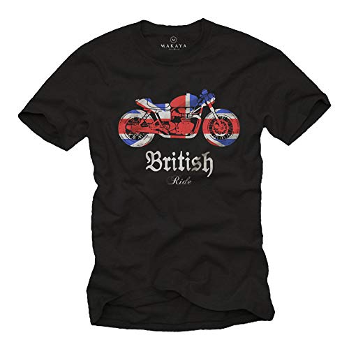 MAKAYA Biker T-Shirt Herren - Union Jack Flagge - Motorrad Geschenke schwarz Größe L von MAKAYA