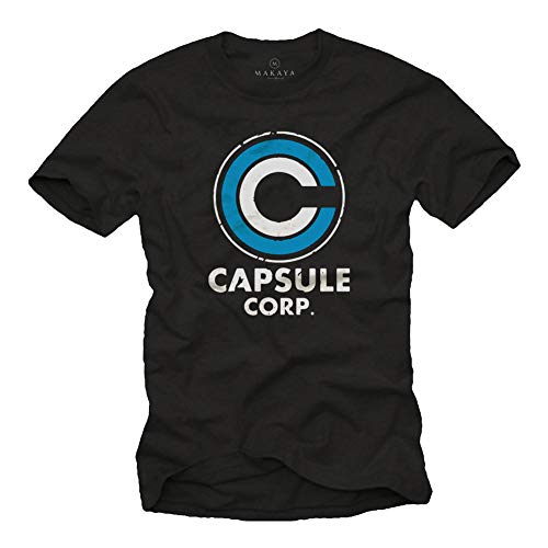 MAKAYA Capsule Corp T-Shirt Herren Anime Geschenke Goku Fans Schwarz Größe L von MAKAYA