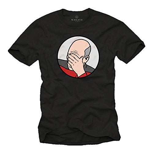 MAKAYA Captain Picard T-Shirt Herren - Epic Fail - Schwarz Kurzarm 100% Baumwolle Männer Größe XXXL von MAKAYA