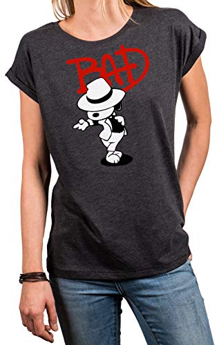 MAKAYA Damen T-Shirt locker & lässig geschnitten - Bad Dog Snoop Jackson - dunkelgrau große Größen XL von MAKAYA