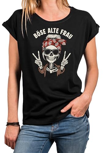 MAKAYA Damen T-Shirt mit Totenkopf Motiv & Spruch - Böse Alte Frau Rockiges Biker Shirt für Frauen & Mädchen Cooles Festival Outfit - Geschenkidee für Musik & Motorrad Fans Schwarz XXXXL MAKAYA Damen T-Shirt mit Totenkopf Motiv & Spruch - Böse Alte Frau Rockiges Biker Shirt für Frauen & Mädchen Cooles Festival Outfit - Geschenkidee für Musik & Motorrad Fans Schwarz XXXXL von MAKAYA
