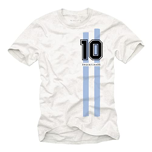 MAKAYA Fußball T-Shirt Herren Argentinien 86 - Maradona Trikot 10 Weiß Größe L von MAKAYA