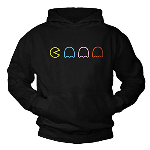 MAKAYA Gamer Pullover mit Kapuze Herren/Jungen - Vintage Oldschool Hoodie Man Kapuzenpullover Nerd Geschenke Männer/Jungs Schwarz L von MAKAYA