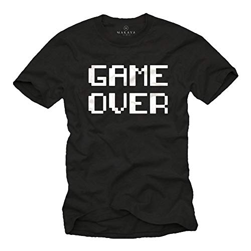 MAKAYA Gamer T-Shirt Herren - Game Over - Schwarz Nerd Geschenke für Computerfreaks Kinder/Jugendliche/Männer Größen M von MAKAYA